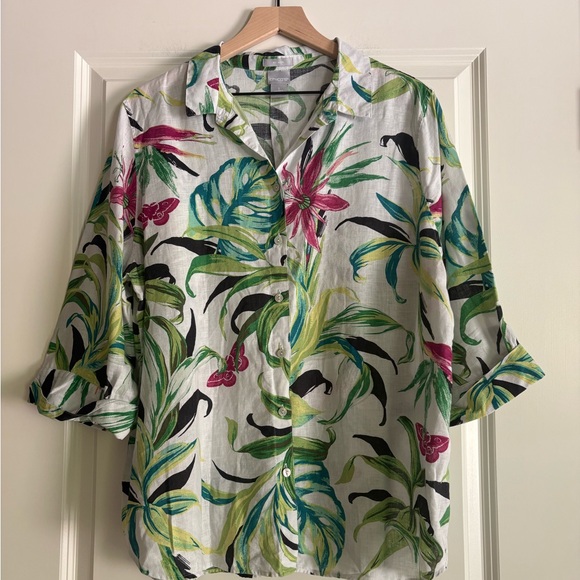 Chicos 100% Linen Women’s Button Front Top - Picture 2 of 5